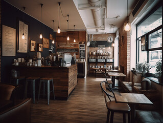 Fototapeta na wymiar Generative Ai: Interior of Coffee Shop