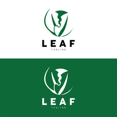 Green Leaf Logo, Ecology Natural Plant Vector, Nature Design, Illustration Template Icon