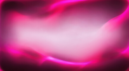Neon light background. Blur glow frame. Fluorescent radiance. Defocused bright pink white soft color gradient fog glare abstract art illustration with empty space.