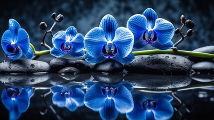Spa Natural background and blue orchids. generative AI
