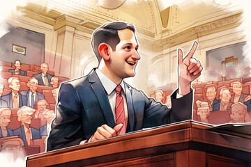 modern politician professional caricature, generative AI