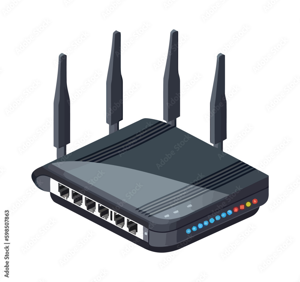Poster wireless router connects equipment for internet access generative ai