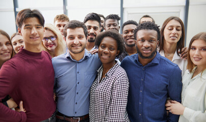 Large Group of people standing together in studi