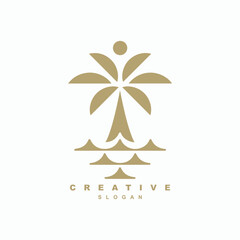 Modern luxury palm island logo template vector. logo for resort, hotel, restaurant and others