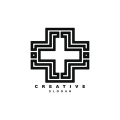 Oriental cross plus medical logo design pharmacy
