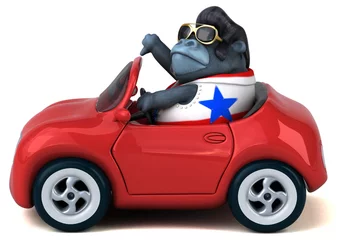 Foto op Plexiglas Fun 3D cartoon illustration of a rocker gorilla © Julien Tromeur