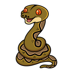 Cute happy reticulatus python cartoon 