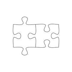 Continuous line drawing of jigsaw isolate on white background.
