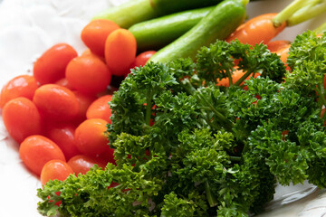 Healthy Lifestyle, Organic Vegetable in an Enamel Vegetable Basket Household Fruit Tray Drain