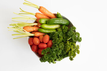 Healthy Lifestyle, Organic Vegetable in an Enamel Vegetable Basket Household Fruit Tray Drain