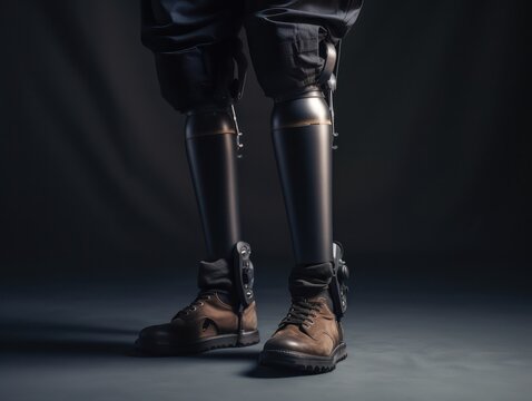 Labor worker with two prosthetic legs
