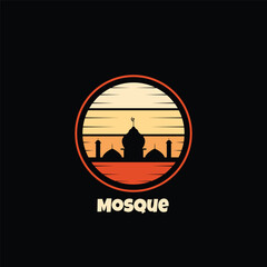 Unique circle vintage classic mosque logo design