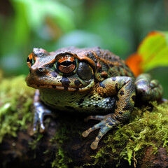 a toad in the jungle, unfathomable rainforest wildlife, generative ai 

