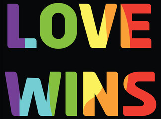 Pride love wins text vector illustration