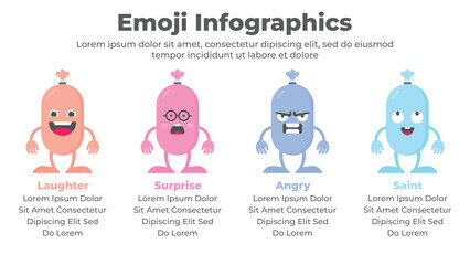 Vector character set with facial expressions of cute cartoon monster with hands and legs movement