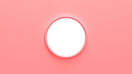 White circle on a pink background with copy space. Abstract pink color Background. Pink Color Concept. 3d render illustration.