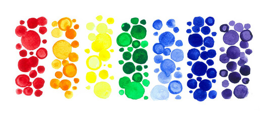 Rainbow in circles on a white background.