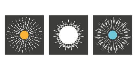 background with flat sun rays set