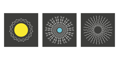 background with flat sun rays set