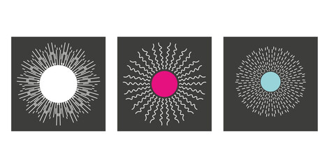 background with flat sun rays set