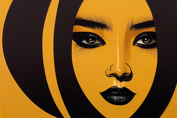 Digital painting of a woman's face, figurative art, Generative AI