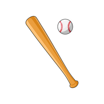 Baseball bat and ball vector illustration isolated on white background. Symbols of sport game baseball 