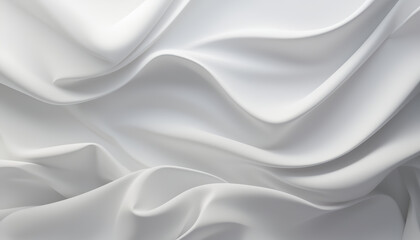 Abstract 3d white background, curl wavy fabric. Generative AI