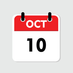 10 october icon with white background