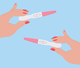 Pregnancy test in hand positive and negative vector illustration
