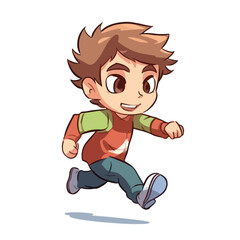 cartoon, happy, little, cute, rise, character, hand, jump, illustration, kid, vector, young, child, man, cheerful, joy, adorable, smile, person, fun, emotion, childhood, small, funny, hair, happiness,