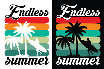 Summer t-shirt design bundle, summer beach vacation t-shirts, summer surfing t-shirt vector design