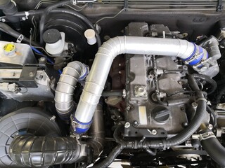 Pickup truck engine with gray turbo
