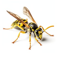 Yellow Jacket Wasp Isolated on White - AI generated