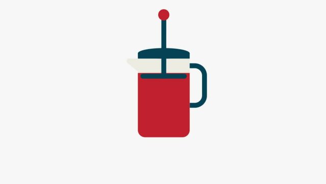 french press icon of nice animated for your coffee shop pack videos easy to use with Transparent Background . HD Video Motion Graphic Animation Free Video