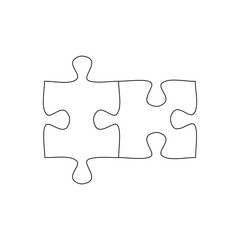 Continuous line drawing of jigsaw isolate on transparent background.