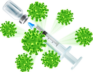 Vaccine Syringe and Vials Vaccination Concept