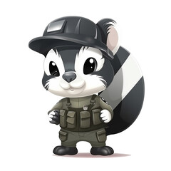 Illustration 2D cute skunk character AI Generative