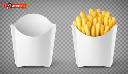 Vector realistic illustration of french fries on a transparent background.
