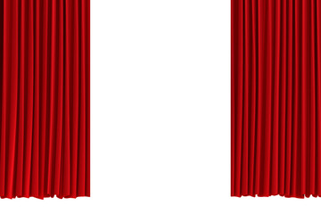 Open red 3D curtains inspired by cinema and stage