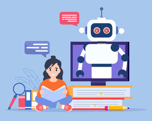 AI technology AI technology education concept of  robot teacher teaching students future education innovation