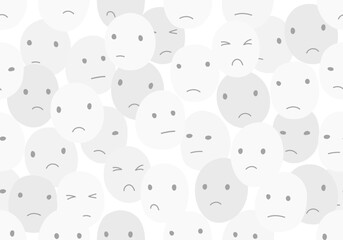 Obraz premium Bullying faces seamless pattern on gray and white background.
