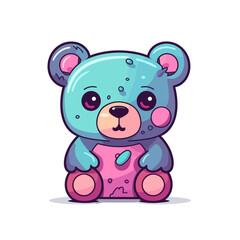 Naklejka premium cute cartoon colorful teddy bear type 5