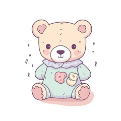Fototapeta premium cute pastel cartoon colorful teddy bear type 5