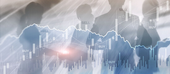 Trading investment and economics concept. Mixed Media Trade concept. Stock market universal background