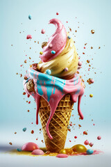 Ice cream cone. Advertising for candy shop or cafe