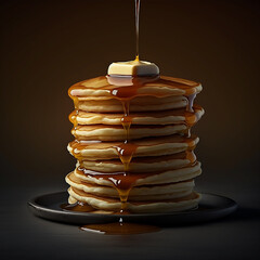 Illustrated stack of pancakes with syrup - obrazy, fototapety, plakaty