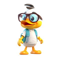 Obraz premium Illustration 3D cute duck character AI Generative