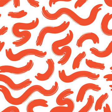 Abstract wavy red brush stroke pattern design on white background Generative AI