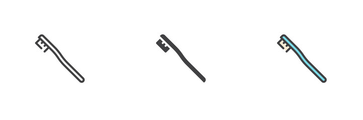 Toothbrush different style icon set