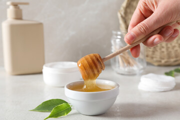 Concept of face and skin care supplies - Honey cosmetic